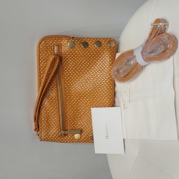🌞HAMMITT Nash apricot tan snake small 2 wristlet crossbody handbag New Gold - Picture 4 of 8